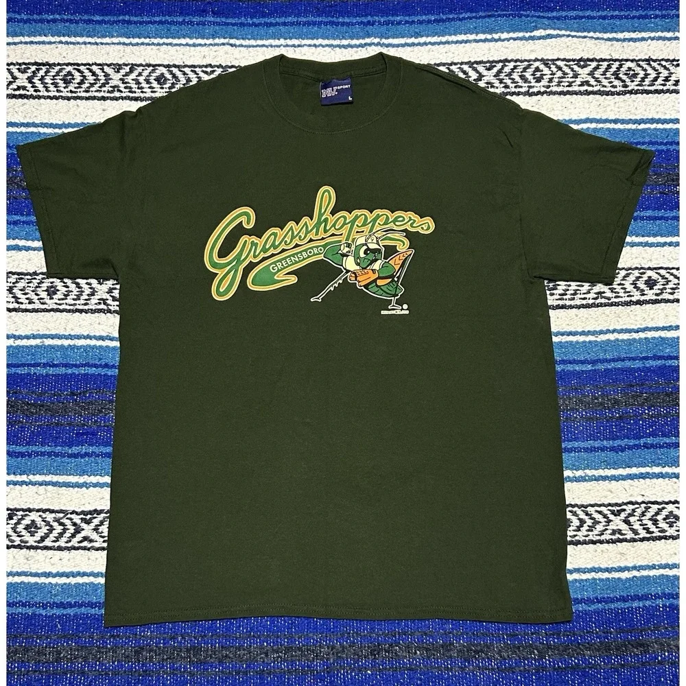 Greensboro Grasshoppers MiLB Baseball T-Shirt MV Sport Green Men's Large 2016